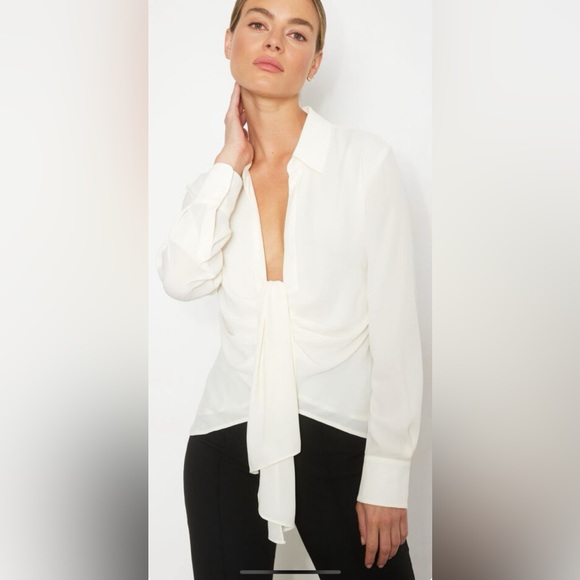 Deep V-Neck Blouse - Picture 2 of 6